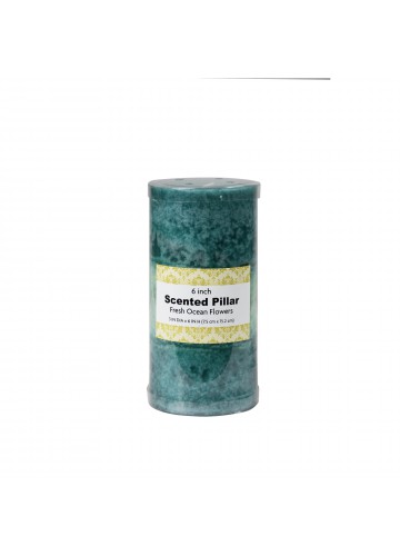 3 x 6 Inch Tritone Blue/Teal Scented Pillar Candle