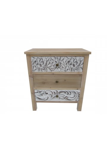 27.36 Inch H Wood,White wooden Cabinet in/3 Drawers