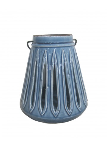 CERAMIC CANDLE HOLDER WITH WIRE HANDLE