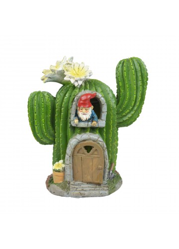 7.5 Inch H Polyresin Solar LED Light Cactus House