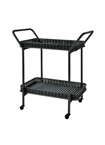 Espresso Wicker Serving Cart