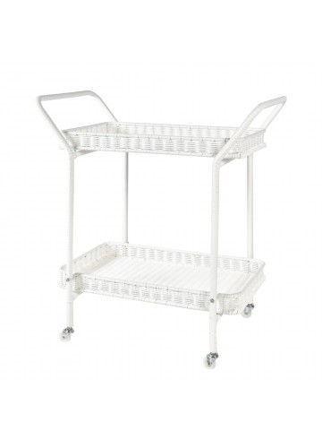 White Wicker Serving Cart