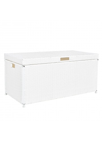 White Wicker Patio Furniture Storage Deck Box