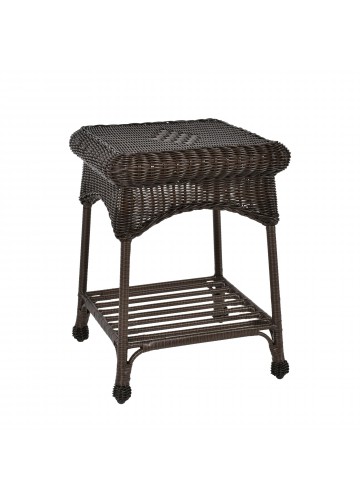 Outdoor Espresso Wicker Patio Furniture End Table