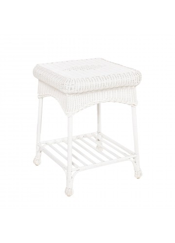 Outdoor White Wicker Patio Furniture End Table