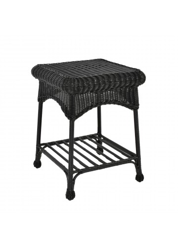 Outdoor Black Wicker Patio Furniture End Table