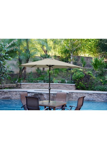 6.5ft. x 10ft. Aluminum Patio Market Umbrella Tilt with Crank - Tan Fabric/Black Pole