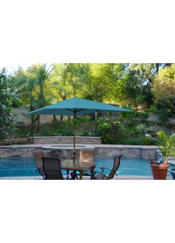 6.5ft. x 10ft. Aluminum Patio Market Umbrella Tilt with Crank - Turquoise Fabric/Champagne  Pole