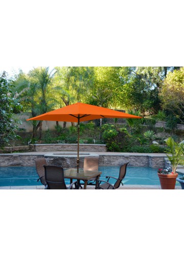 6.5ft. x 10ft. Aluminum Patio Market Umbrella Tilt with Crank - Orange Fabric/Champagne  Pole