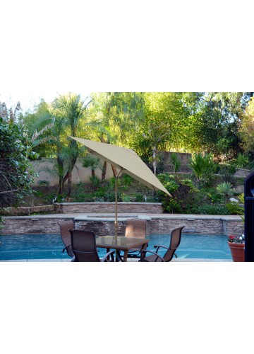 6.5ft. x 10ft. Aluminum Patio Market Umbrella Tilt with Crank - Tan Fabric/Bronze Pole