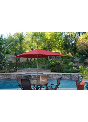 6.5ft. x 10ft. Aluminum Patio Market Umbrella Tilt with Crank - Burgundy Fabric/Bronze Pole