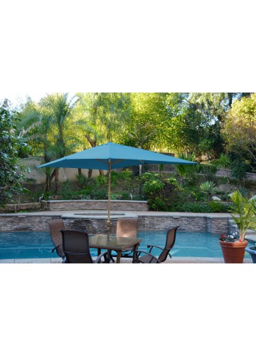 6.5ft. x 10ft. Aluminum Patio Market Umbrella Tilt with Crank - Turquoise Fabric/Bronze Pole