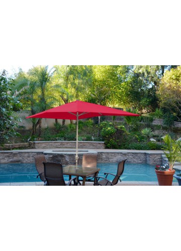 6.5ft. x 10ft. Aluminum Patio Market Umbrella Tilt with Crank - Red Fabric/Grey Pole