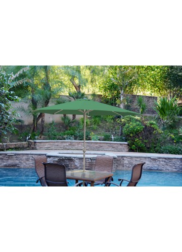 6.5ft. x 10ft. Aluminum Patio Market Umbrella Tilt with Crank - Green Fabric/Grey Pole