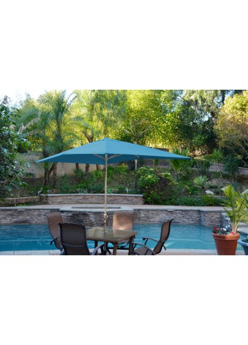 6.5ft. x 10ft. Aluminum Patio Market Umbrella Tilt with Crank - Turquoise Fabric/Grey Pole