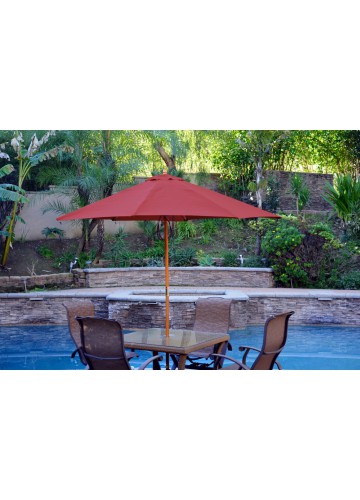 9ft. Wood Market Umbrella - Burgundy