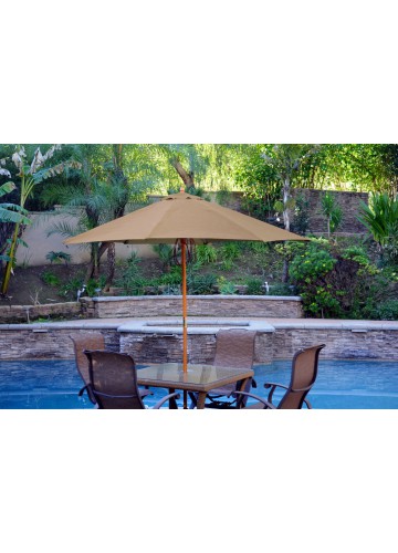 9ft. Wood Market Umbrella - Brown