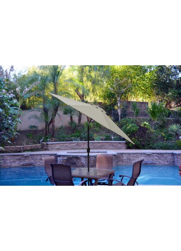 9ft. Aluminum Patio Market Umbrella Tilt with Crank - Tan Fabric/Black Pole