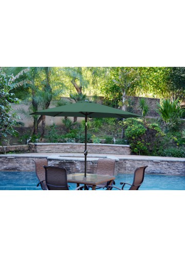 9ft. Aluminum Patio Market Umbrella Tilt with Crank - Green Fabric/Black Pole