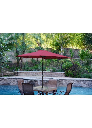 9ft. Aluminum Patio Market Umbrella Tilt with Crank - Burgundy Fabric/Black Pole