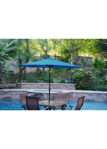 9ft. Aluminum Patio Market Umbrella Tilt with Crank - Turquoise Fabric/Black Pole