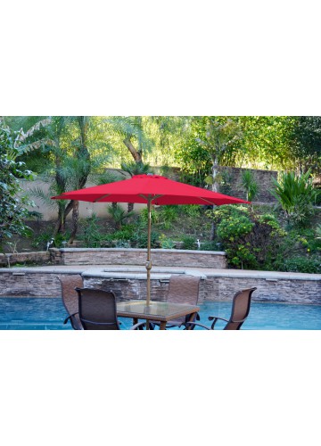 9ft. Aluminum Patio Market Umbrella Tilt with Crank - Red Fabric/Bronze Pole