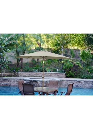 9ft. Aluminum Patio Market Umbrella Tilt with Crank - Tan Fabric/Bronze Pole