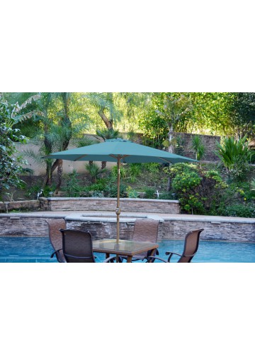 9ft. Aluminum Patio Market Umbrella Tilt with Crank - Turquoise Fabric/Bronze Pole