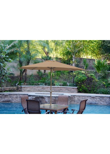 9ft. Aluminum Patio Market Umbrella Tilt with Crank - Brown Fabric/Bronze Pole