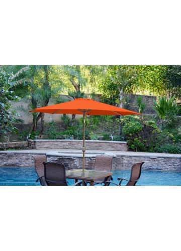 9ft. Aluminum Patio Market Umbrella Tilt with Crank - Orange Fabric/Bronze Pole