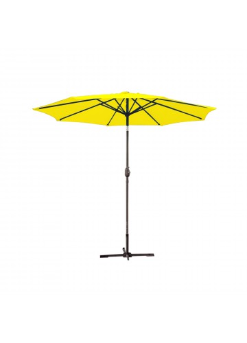 9ft. Aluminum Patio Market Umbrella Tilt with Crank - Yellow Fabric/Grey Pole