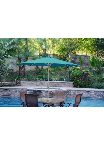 9ft. Aluminum Patio Market Umbrella Tilt with Crank - Turquoise Fabric/Grey Pole