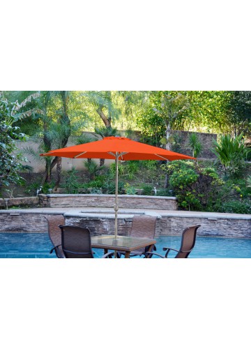 9ft. Aluminum Patio Market Umbrella Tilt with Crank - Orange Fabric/Grey Pole