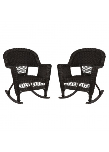 Espresso Rocker Wicker Chair Without Cushion-  Set of 2