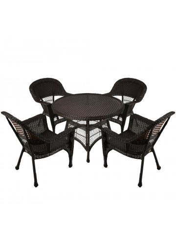 5pc Espresso Wicker Dining Set Without Cushion