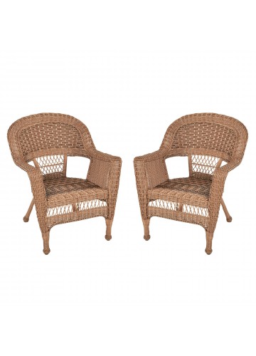 Honey Wicker Chair Without Cushion - Set of 2