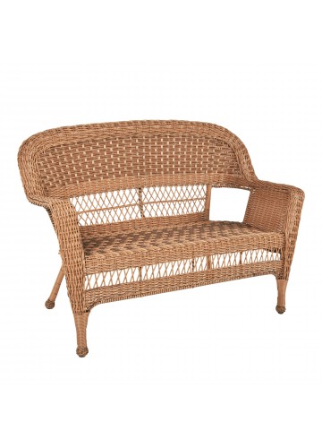 Honey Wicker Patio Love Seat