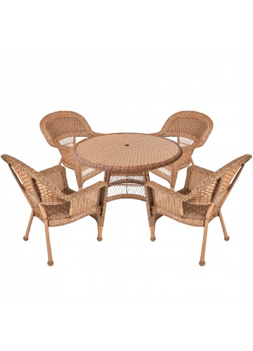 5pc Honey Wicker Dining Set Without Cushion
