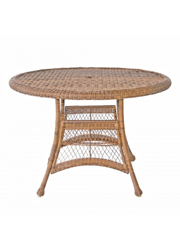 Honey Wicker 44 Inch Round Dining Table