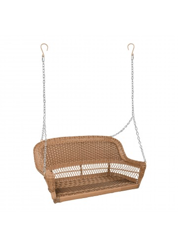 Honey Resin Wicker Porch Swing