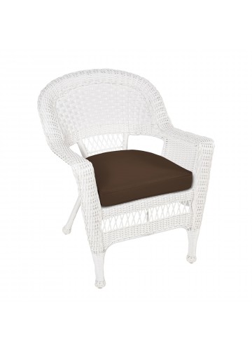 White Wicker Chair With Brown Cushion
