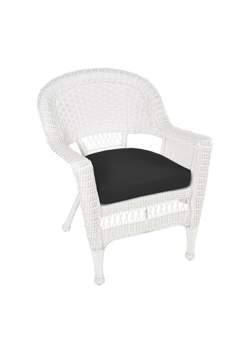 White Wicker Chair With Black Cushion