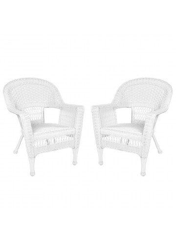 White Wicker Chair Without Cushion - Set of 2