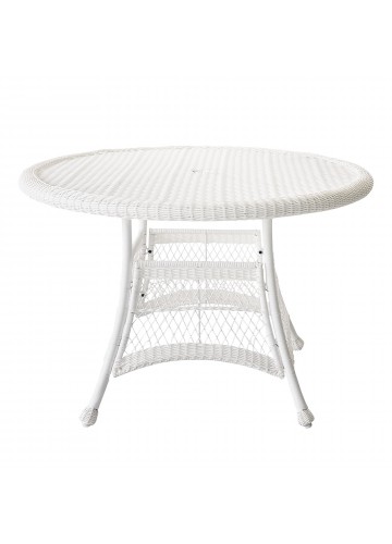 White Wicker 44 Inch Round Dining Table