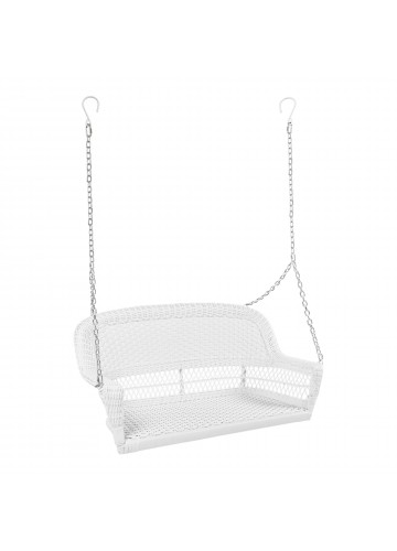 White Resin Wicker Porch Swing
