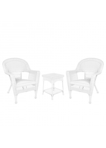 White Wicker Chair And End Table Set Without Cushion
