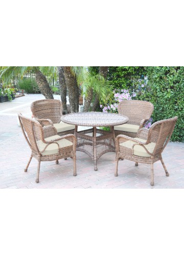 5pc Windsor Honey Wicker Dining Set - Ivory Cushions