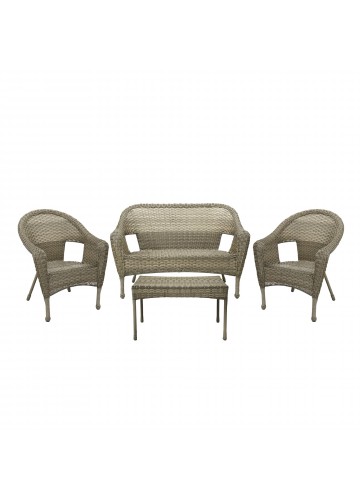 4pcs Grey Resin Wicker Clark Conversation Set without Cushion