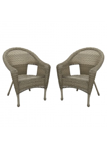 Set of 2 Grey Resin Wicker Clark Single Chair without Cushion