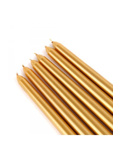 12 Inch Metallic Bronze Gold Taper Candles (1 Dozen)